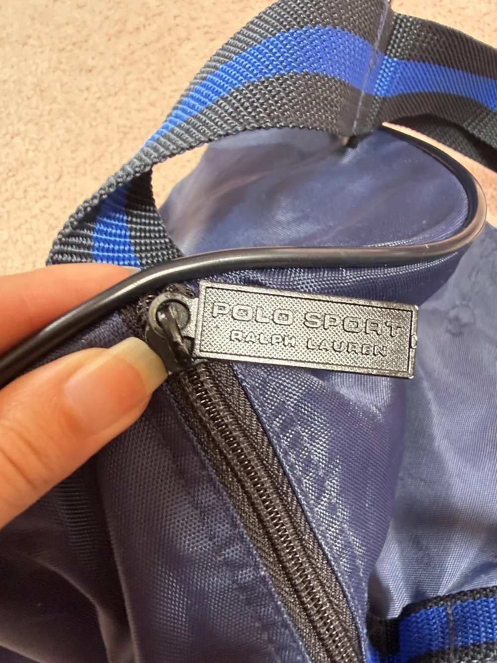 Ralph Lauren Polo Sport Navy Duffel Bag with RL Flag Logo Vintage